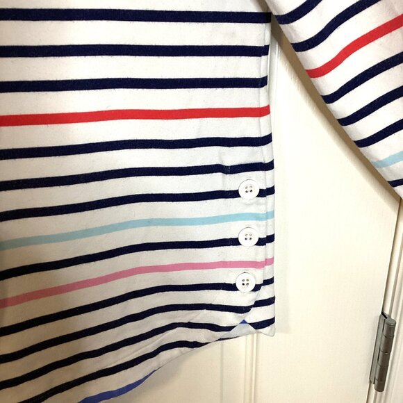 T by Talbots Women's White Striped Long Sleeve Pullover Top Stretchy Size LP - Picture 3 of 8